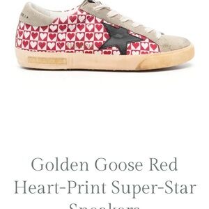 Golden Goose Kids Sneakers with Red Hearts and Black Star